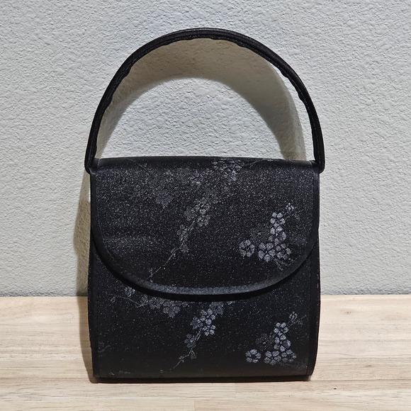 La Regale Black Floral Satchel - Picture 1 of 9